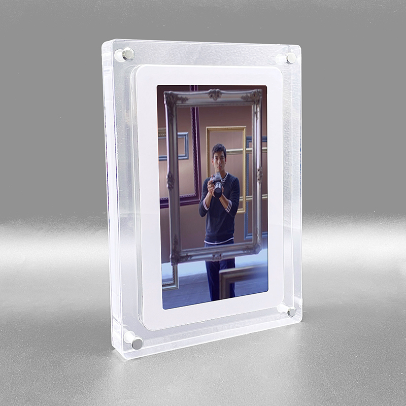 Acrylic digital video frame with 7-inch IPS screen
